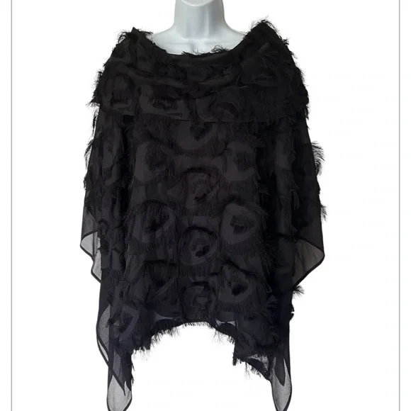 IC Collection Black Eyelash Tunic Caftan Sleeve Excellent Size L - Picture 2 of 9